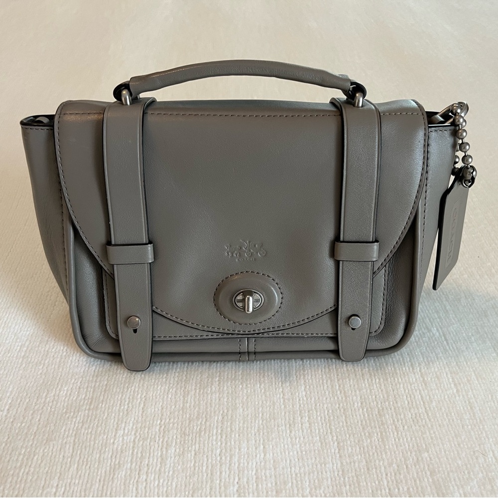 COACH Gray Leather Turnlock Crossbody Bag